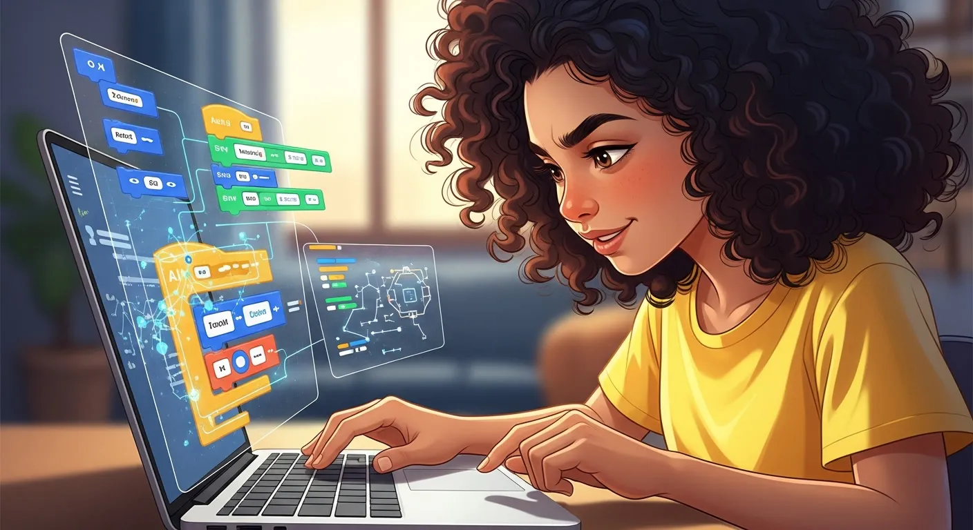 ילדה עם דיסלקסיה לומדת תכנות עם עזרת AI