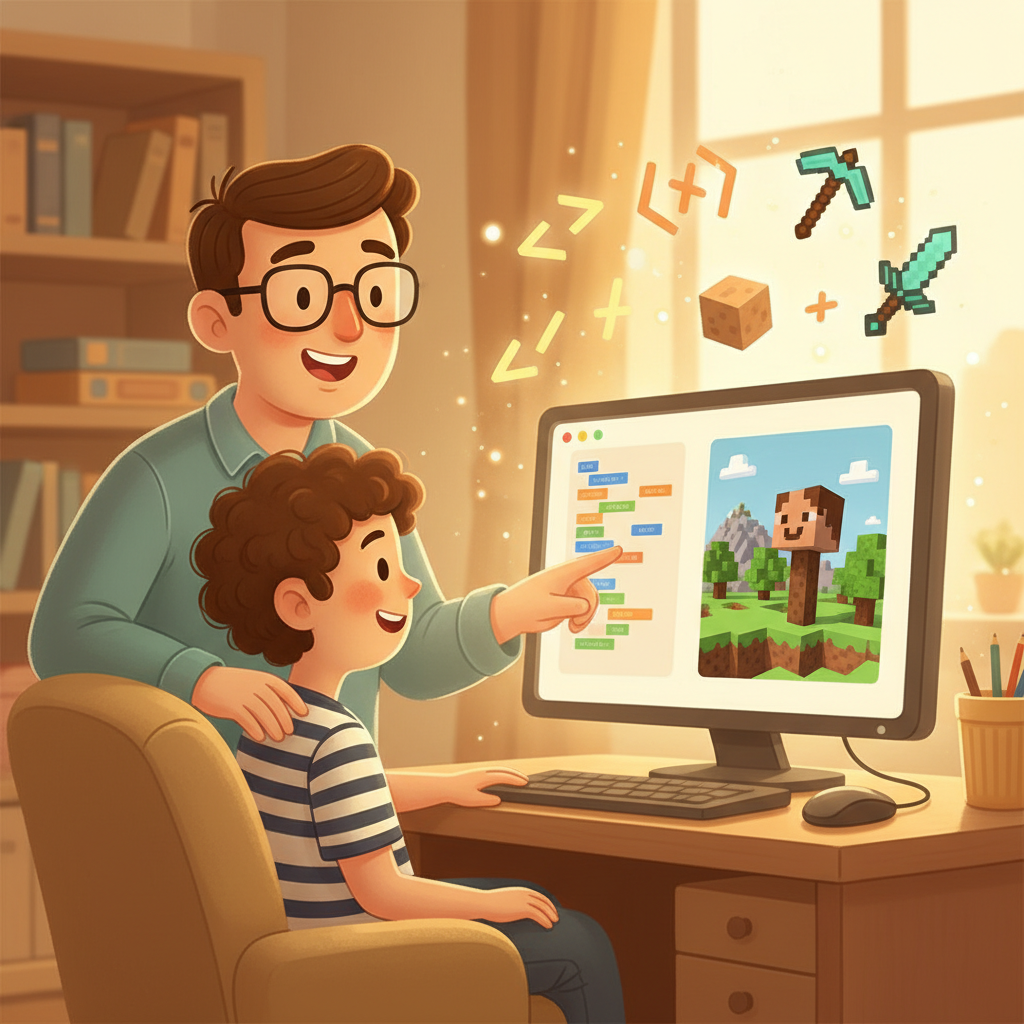 שיעור פרטי בתכנות — ילד לומד עם מדריך