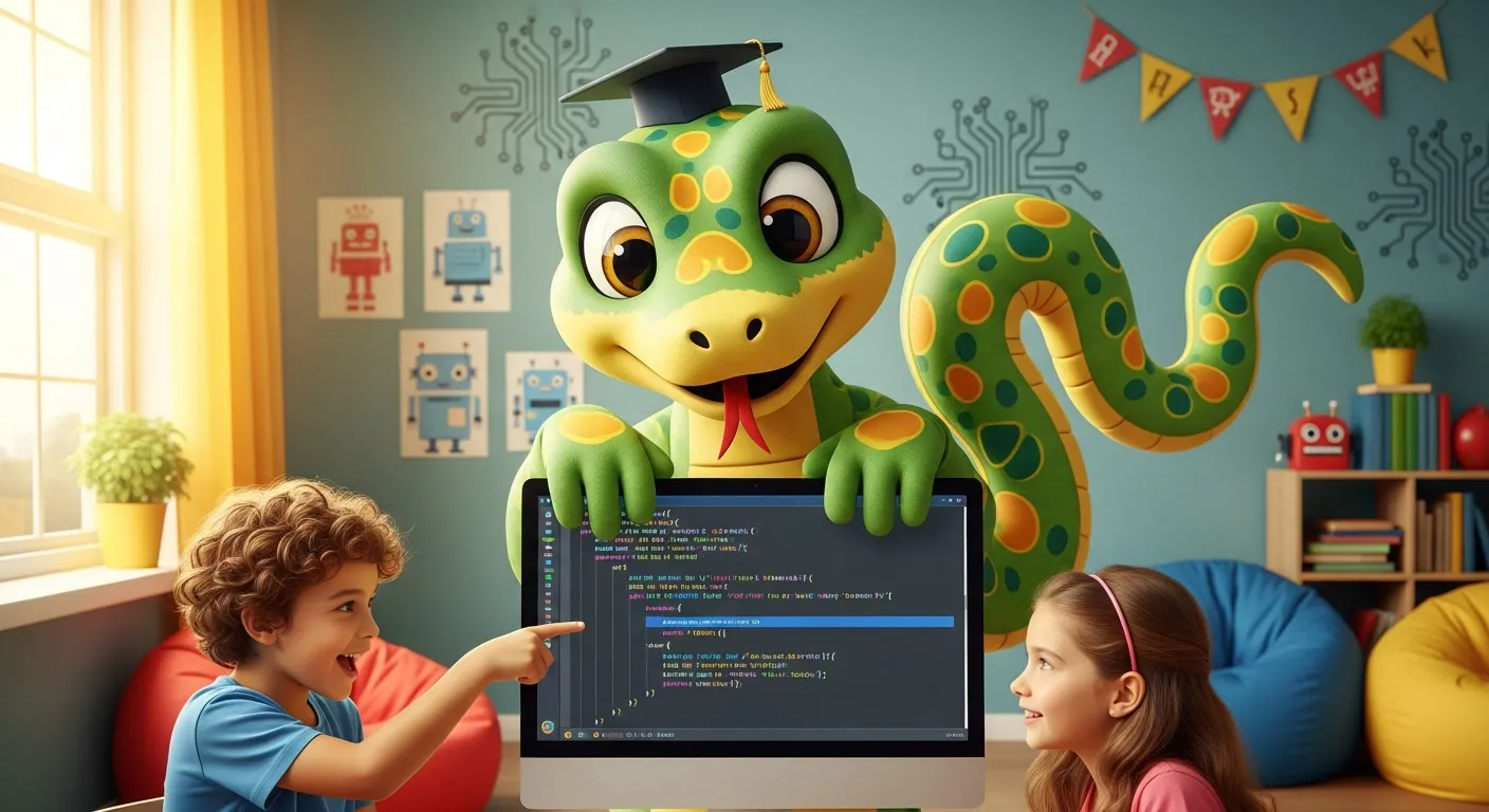 לימוד Python לילדים — ילד כותב קוד פייתון