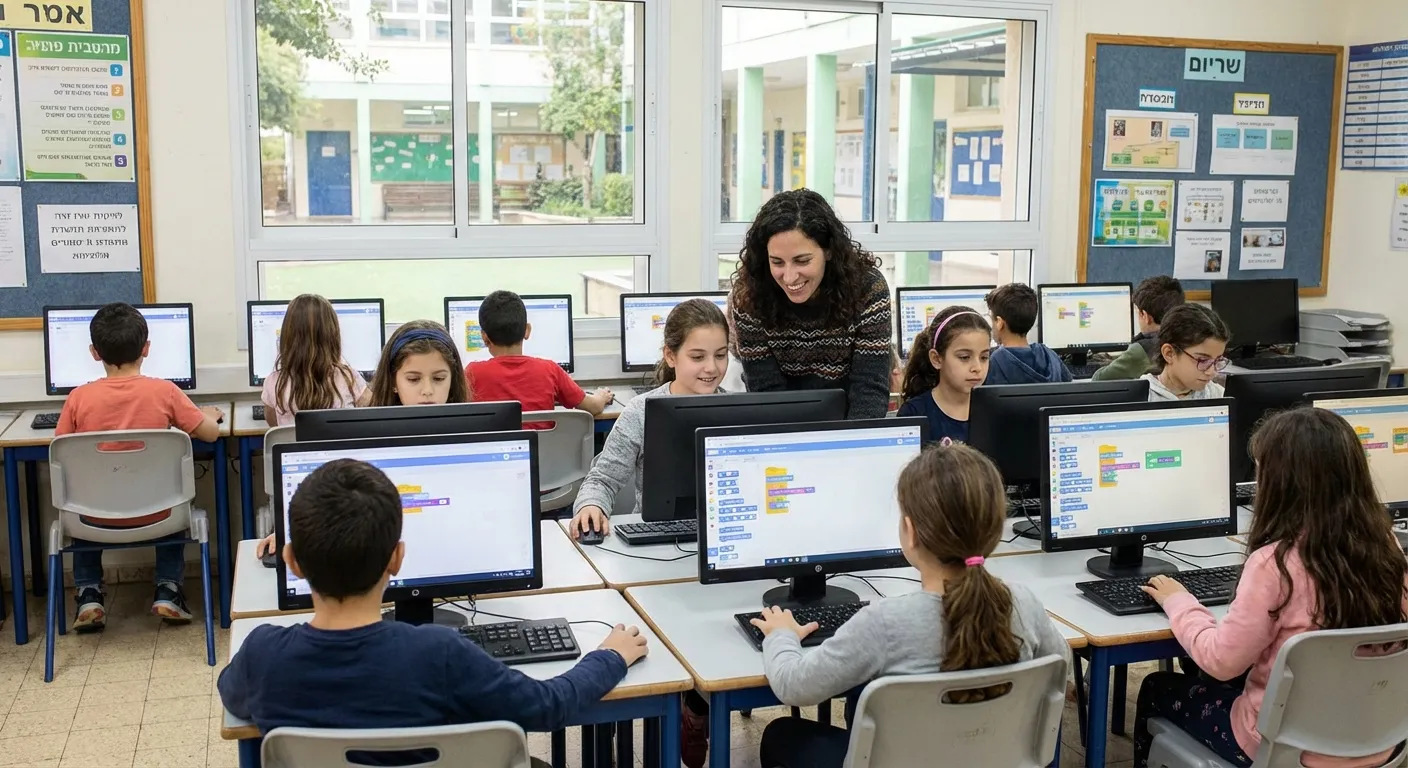 ילדים לומדים סקראץ' בכיתה