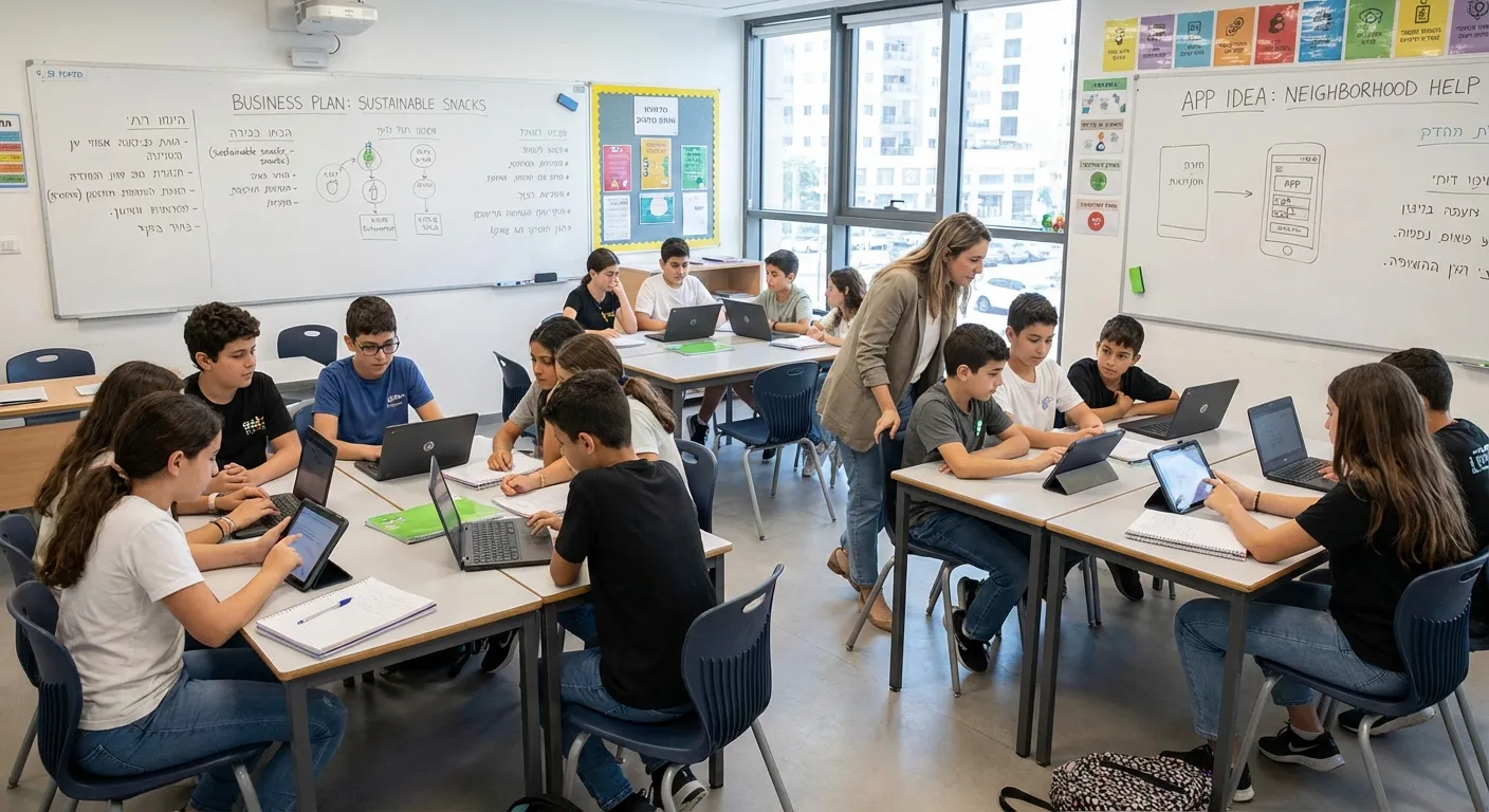 ילדים עובדים על פרויקטי יזמות