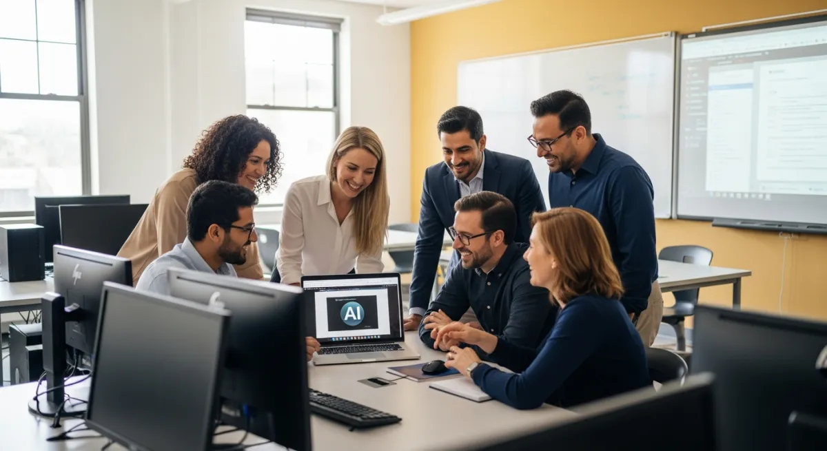 מורים לומדים על בינה מלאכותית בהכשרה מקצועית