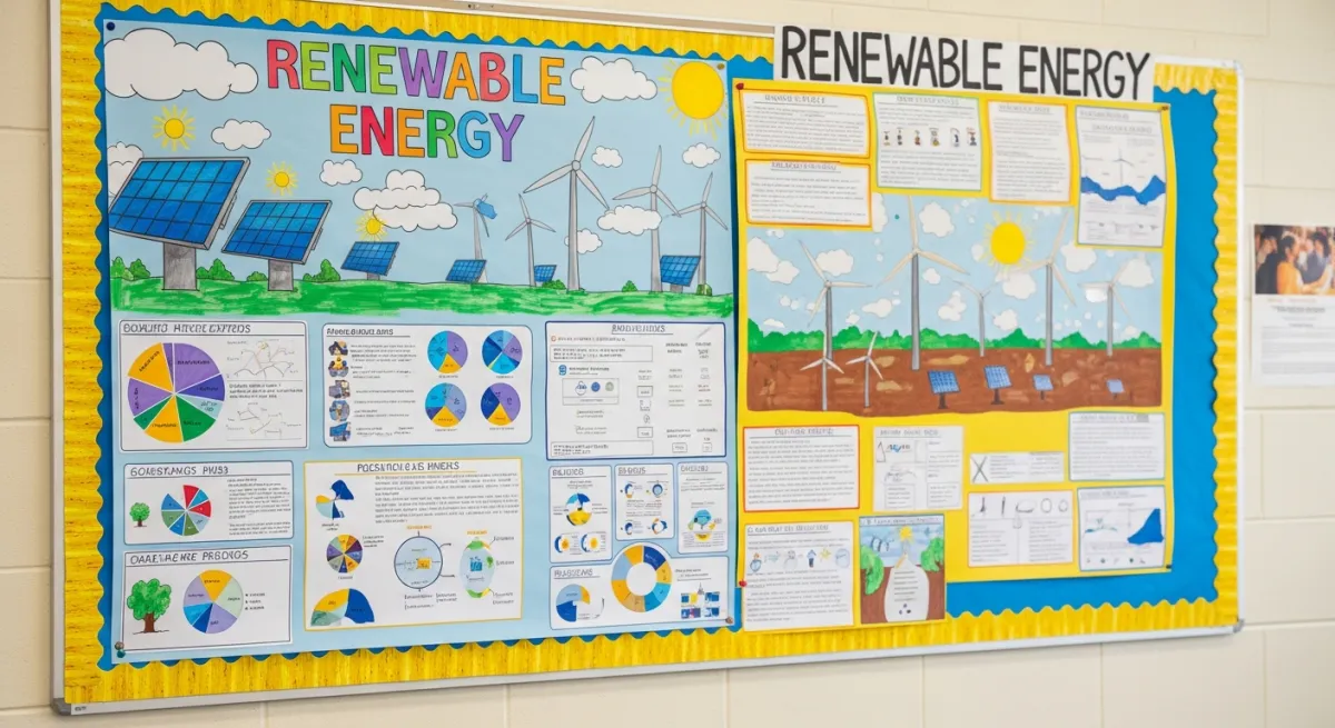 פוסטר פרויקט תלמידים על אנרגיה מתחדשת בכיתה